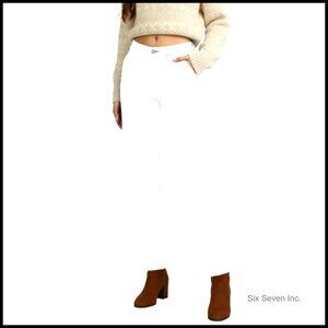 Mid Rise Cropped Jeans Wide Leg Flare Denim Pants Relaxed Fit Casual Chic